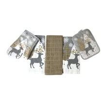 Serafina Home Winter And Christmas Gold Deer In The Snow Kitchen Set, 5 Piece