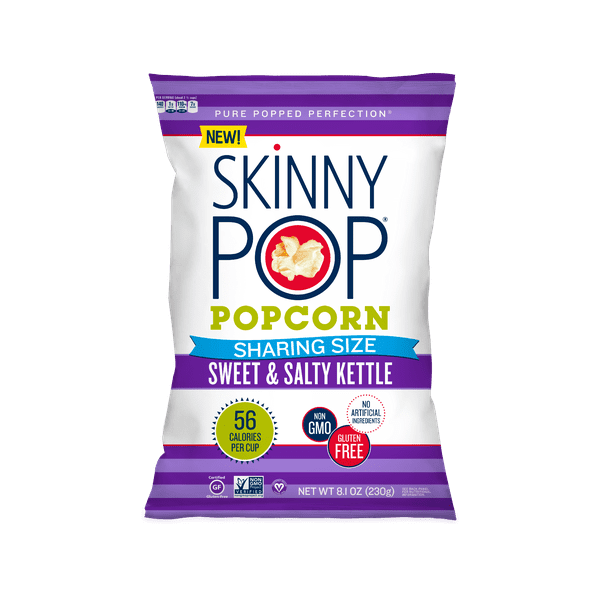 SkinnyPop Sweet & Salty Kettle Corn Popcorn, 8.1 Oz.; NonGMO, Gluten