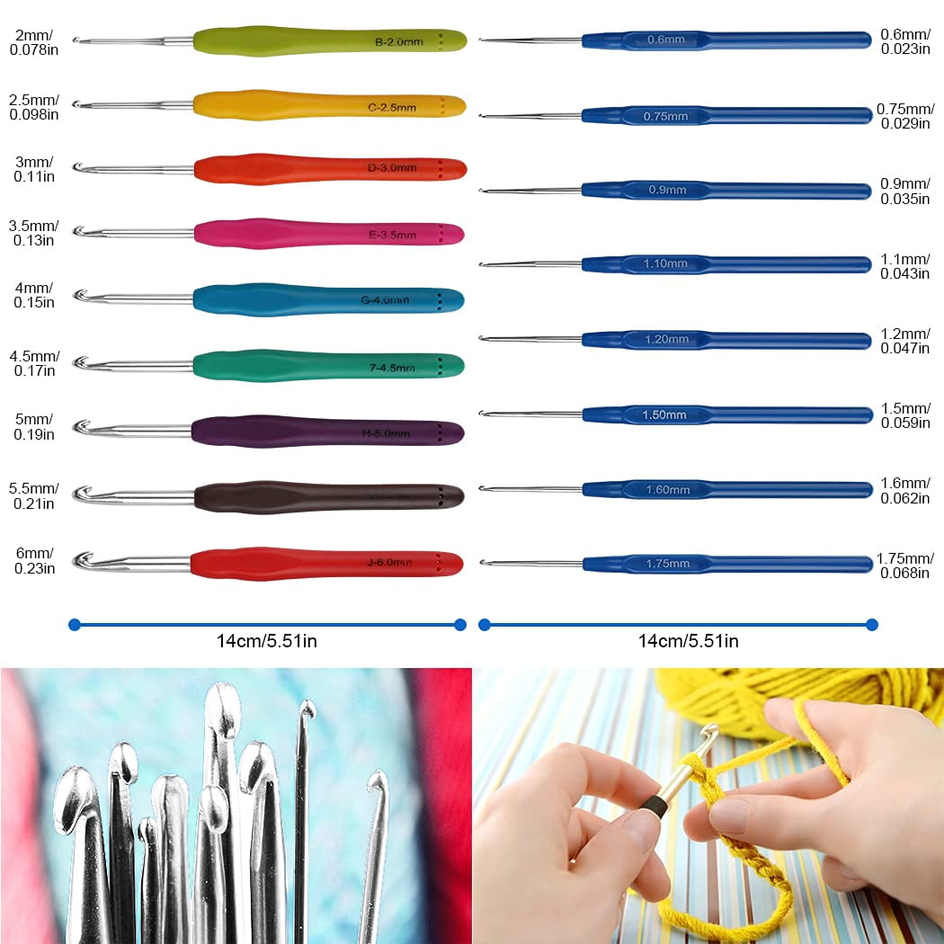 Allnice Crochet Kit Beginners Crochet Hook Set with Case, 67 PCS Portable Crochet Set, Ergonomic Crochet Hooks Include 5 Roll Yarn Knitting Needles and Other Supplies for Beginners Adults