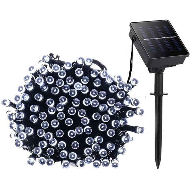 Nuevas 100 piezas de luces navideñas solares LED cadena de luces decoración navideña guirnalda de luces navideñas blancas