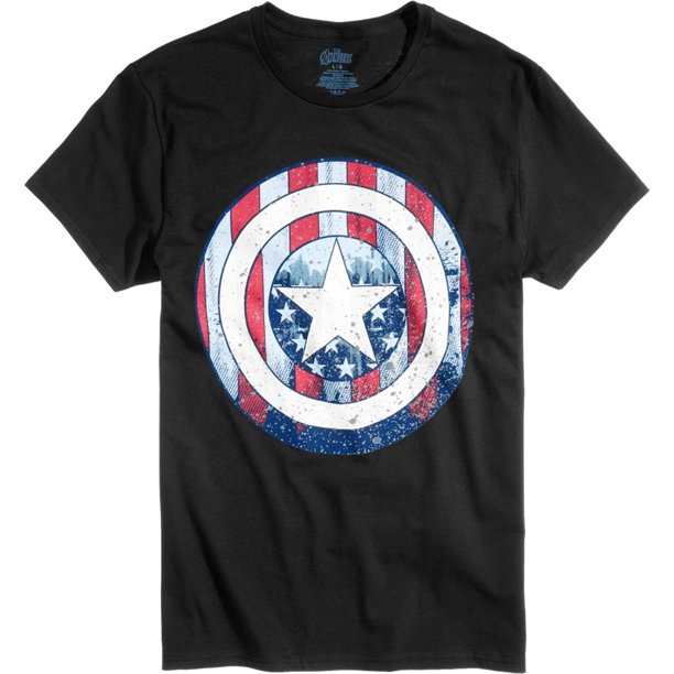 C-Life - Camiseta gráfica para hombre, Capitán América, color negro, talla mediana