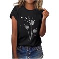thumbnail image 1 of Hauts d'Été pour Femmes, Blouses Décontractées Élégantes 2024, T-Shirts à Manches Courtes Imprimés, Col Rond, Ample, Noir, 1 of 5