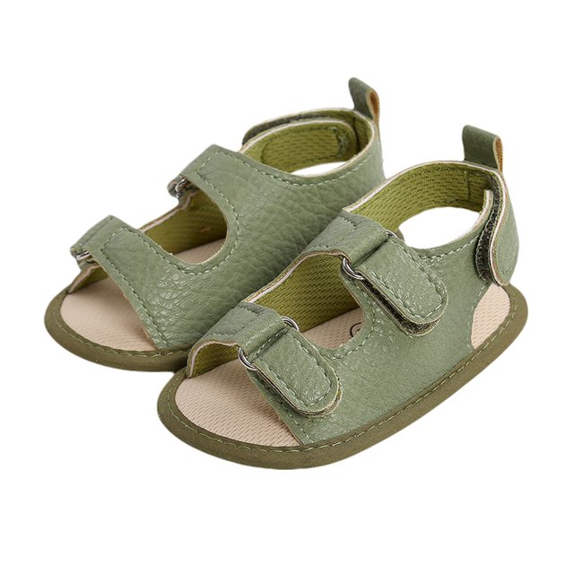 Mialoley Baby Boys Girls Leather Sandals Anti-Slip Sole Solid Color Flats