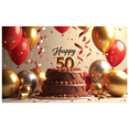 thumbnail image 1 of Fiftyth Birthday Celebration Backdrop Banner, Balloon Elements Party Decorations, for Birthday Party Photography Props Birthday Decoration Happy Birthday Party Supplies, 1 of 4