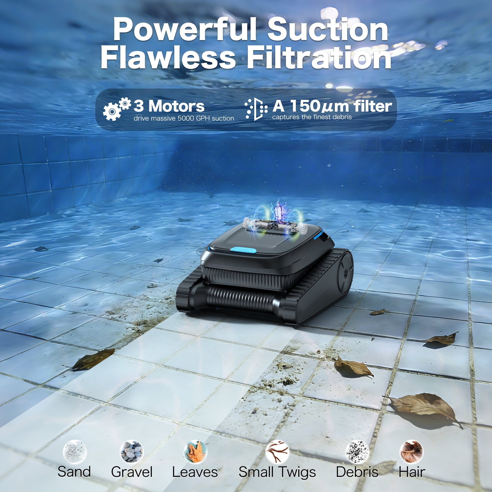 AIRROBO Robotic Pool Vacuum Cleaner CP20 Cordless Wall-Climbing for Above-Ground Pools and In-Ground Pools