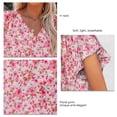 thumbnail image 4 of Blusas de mujer Casual Boho Estampado floral Cuello en V Manga corta Camisas sueltas elegantes Tops, 4 of 5
