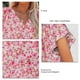 thumbnail image 4 of Blusas de mujer Casual Boho Estampado floral Cuello en V Manga corta Camisas sueltas elegantes Tops Rojo M, 4 of 5