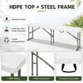 thumbnail image 5 of Alvantor 6 ft Portable Folding Bench, HDPE Plastic Indoor Outdoor Seat with Steel Frame, White, 1 Pack, 5 of 9