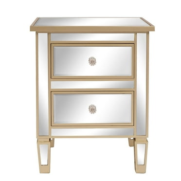 Winado Modern and Contemporary Mirrored Bedside Table,Mirror End Table With 2 Drawers,Glass Nightstand,Silver Rose