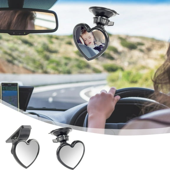 Gosuguu Suction Cup Baby Viewing Mirror Car Rearview Mirror with Love Clip, Car Auxiliary Mirror for Baby, Baby Car Mirror for Safe Driving and Rearview Visibility