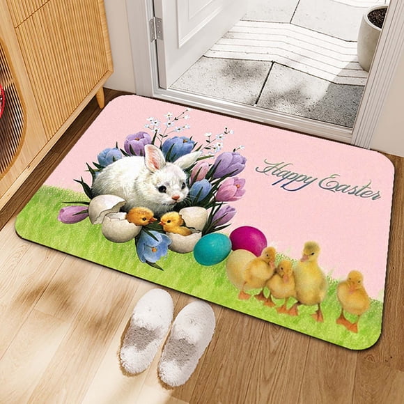 The Carpet Is Decorated With Easter Bunny Eggs