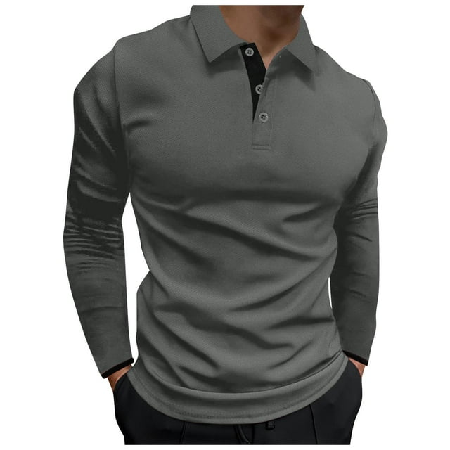 pstuiky camisas de manga larga para hombre, Camiseta de manga larga con cuello en V y botones para hombre salir tops xxl