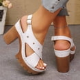 thumbnail image 4 of QQAMB Women's Chunky Block High Heels Sandals,Open Toe Strappy Heeled Sandals,Ankle Strap Dress Sandals, 4 of 8