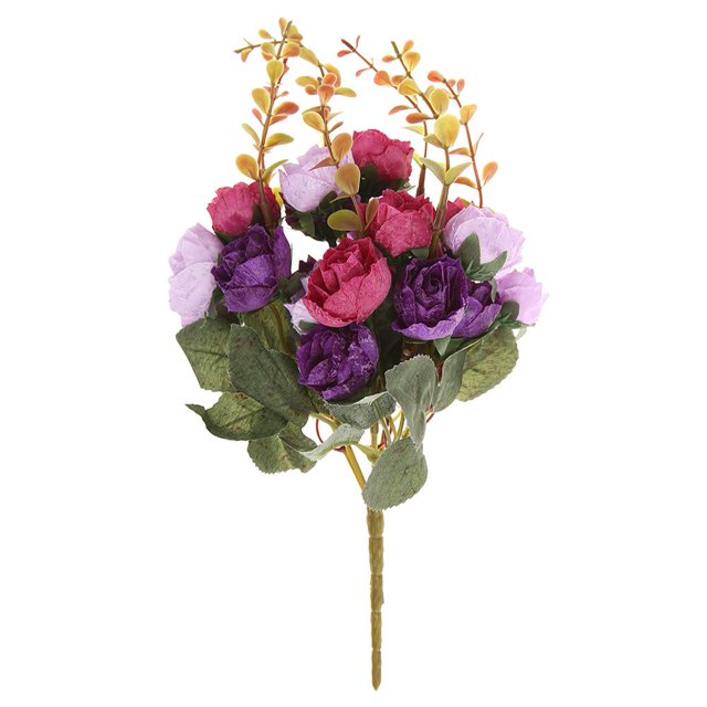 Ramo Flores Artificiales Rosas 21 Cabezas Flores Secas Falsas (púrpura)