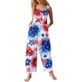 thumbnail image 2 of Iaqnaocc 4th of July Jumpsuits for Women Independence Day American Flag Stars Sleeveless Jumpsuits Rompers Loose Fit Adjustable Strap Overalls Jumpsuits Baggy Festival Overalls Deep Red 2XL, 2 of 5