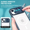 thumbnail image 4 of Clear Case Compatible with iPhone 14 MagSafe with Sliding Camera Cover Protector, [Strong Magnets][Anti Yellow] Acrylic Back Soft Frame Cover for iPhone 14 6.1" (Deep BLue), 4 of 12