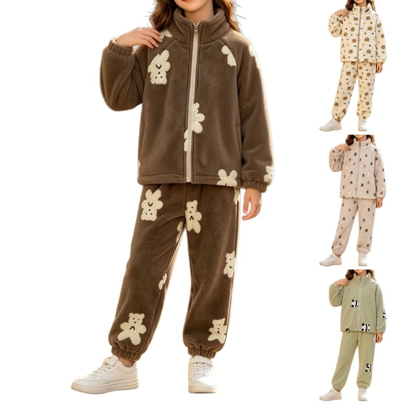 Asxite Toddler Girls Fall Outfits Star Print Stand Collar Top Jogger Pants Casual Loose 2 Piece Set 9T