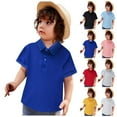 thumbnail image 4 of Ticikt Ticikt Boys' Short-Sleeve Polo Shirt, Solid Color Casual Button-Up Collared Top,Color:Black,3-4 Years, 4 of 5