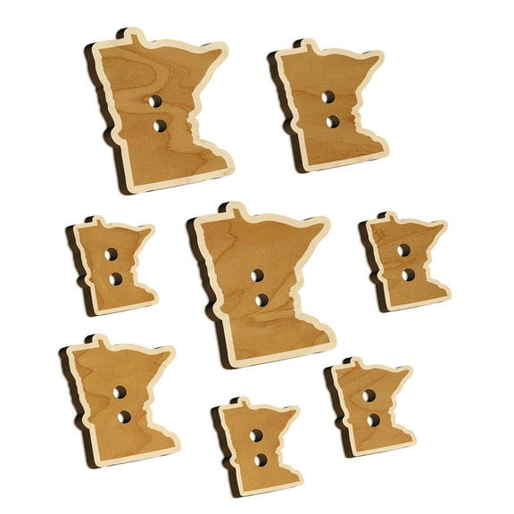 Minnesota State Silhouette Wood Buttons for Crochet Knitting Sewing DIY Craft - 1.00 Inch Medium (7pcs)