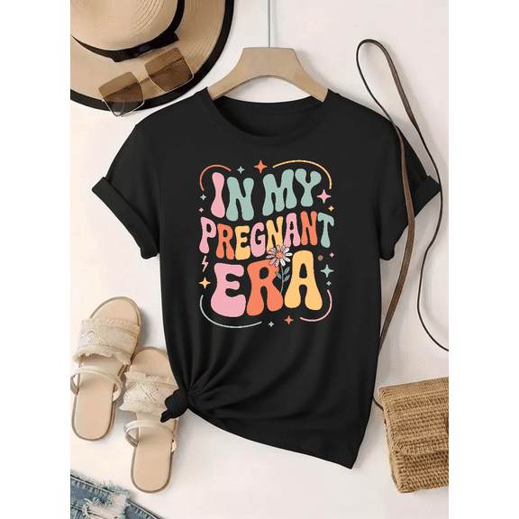 In My Pregnant Era Funny Expecting Mom Pregnancy Reveal Gift Unisex T-Shirt V14090 up to Size 5XL