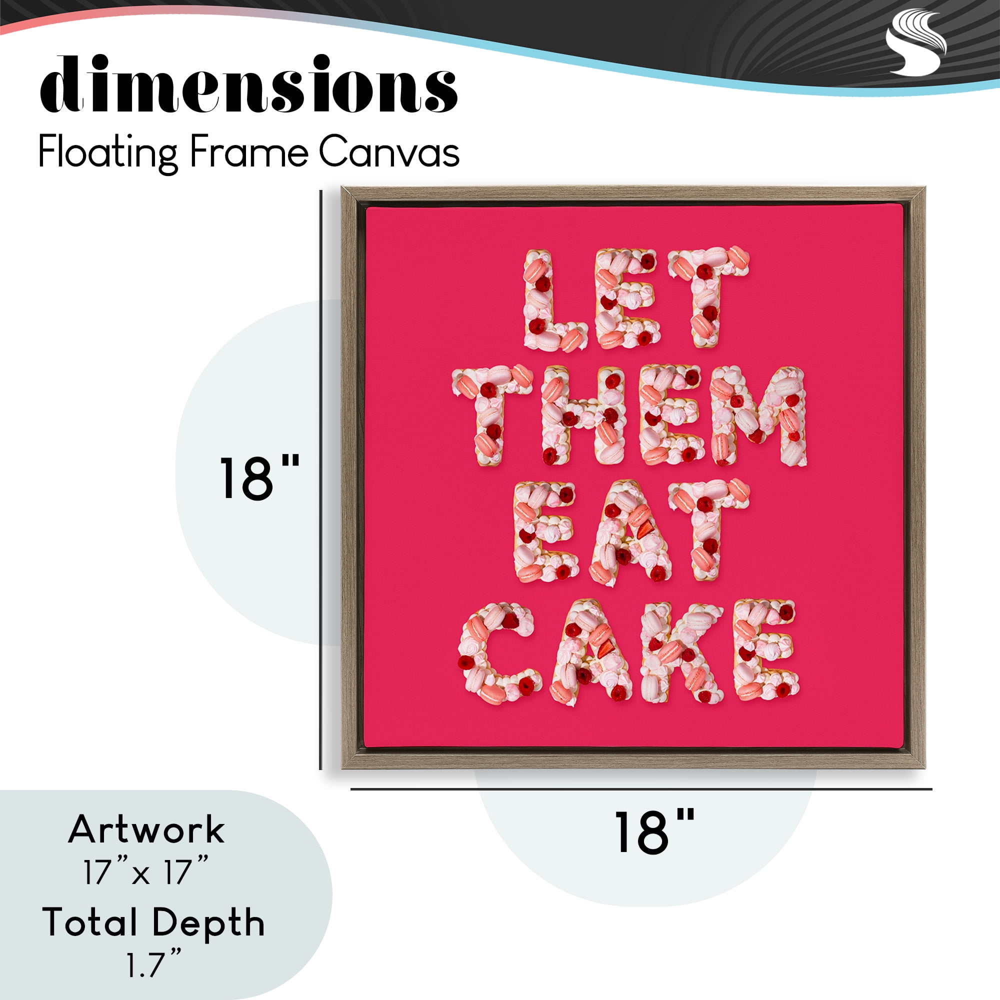 Let Them Eat Cake Brown Framed Floater Canvas Wall Art, design by LISH Creative