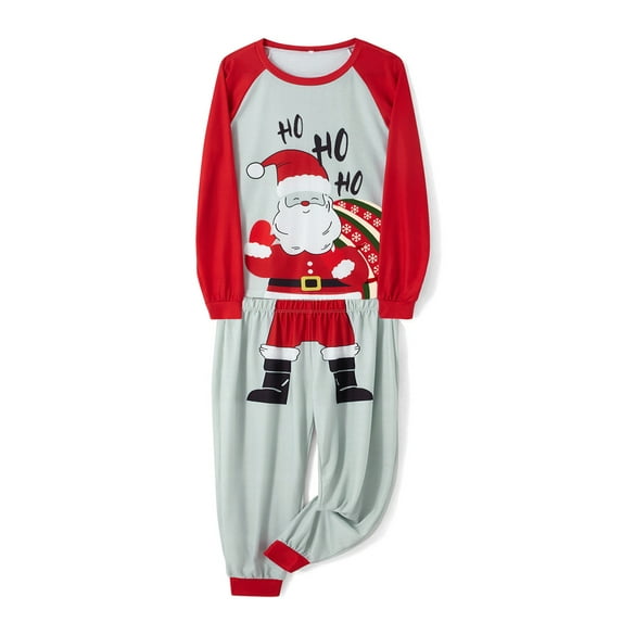 Gureui Christmas Family Matching Pajamas Set, Santa Claus Print Long Sleeve T-shirt with Pants