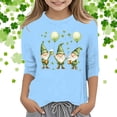 thumbnail image 2 of LUOGENLI Shirts Kids St. Paddy's Day Printed 3/4 Quarter Sleeve T Shirt Tops Peplum Casual Tops for Girls 7-8 The 7th of July Shirts for Girls 8-10 White Light Blue 4-5 Years, 2 of 4