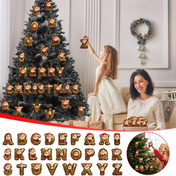 Adorno Navideño con 26 Letras, Colgante para Árbol de Navidad, Adornos Personalizados, Decoración Navideña, Decoración Colgante para Árbol de Navidad.