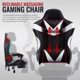 thumbnail image 3 of Preenex Chaise de Gamer Inclinable en Cuir Support Ergonomique Dossier Haut Massage Roulettes, Blanc, 3 of 11