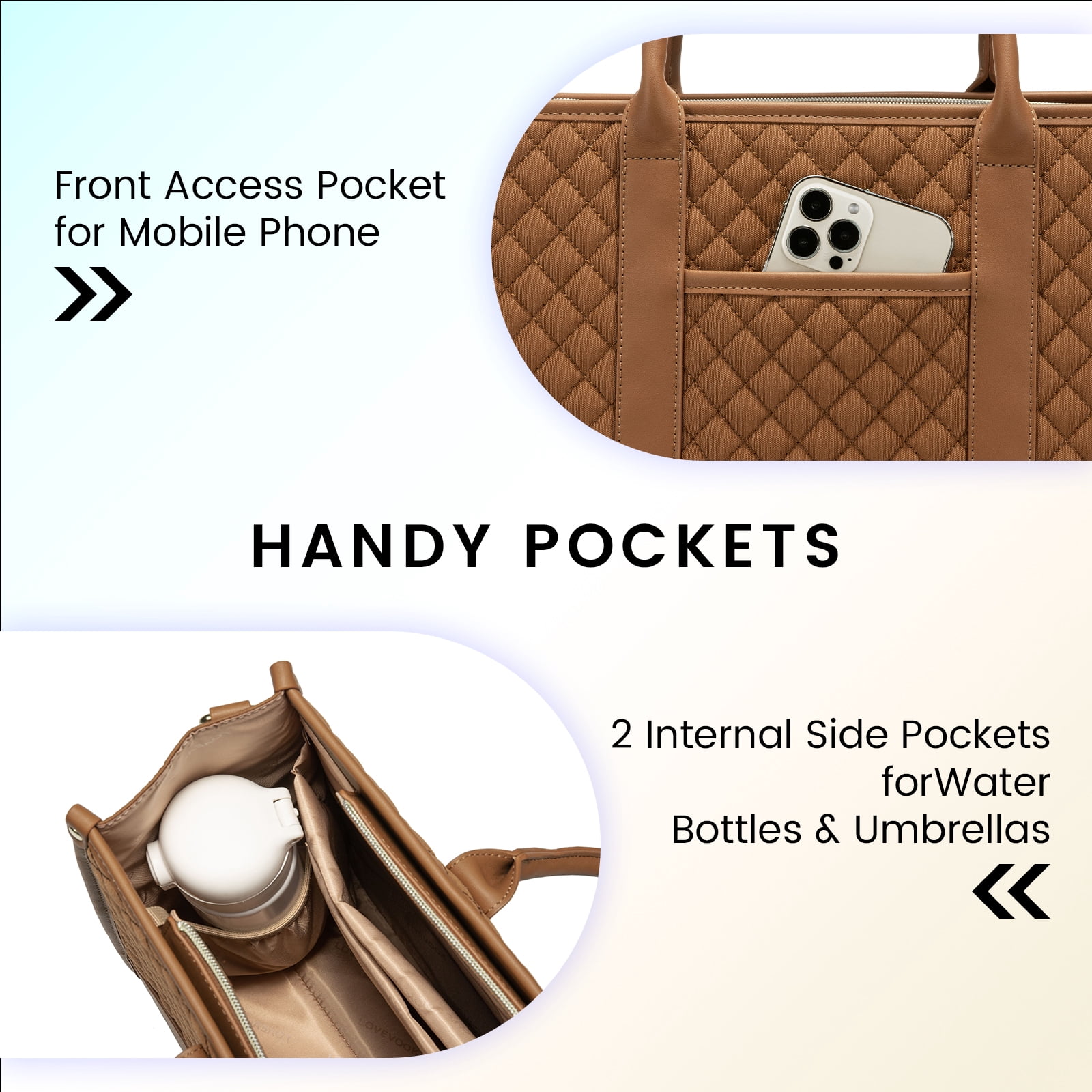 Lovevook Laptop Tote Bag for Women, Canvas Work Bag Fit 15.6" Laptop, Fashion Handbag Shoulder Bag with Clutch Purse for Daily