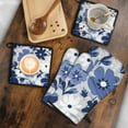 thumbnail image 5 of Blue Pioneer Flower Kitchen Oven Mitt and Pot Holder Sets 4 Pcs for Baking, Cooking and Grilling, Heat Resistant Up To 392 °F, 5 of 7