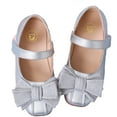 thumbnail image 3 of kkdom Kids Girls Dress Shoes Mary Jane Ballet Flats Shoes Princess Shoes Silver 10 Toddler, 3 of 7