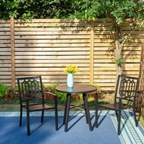 MF Studio 3-Piece Outdoor Patio Garden Bistro Set with 2 PCS Armchairs&1 PC Round Table, Black