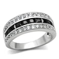 thumbnail image 1 of Alamode 3W117-7 Femmes Anneau en Laiton Rhodié avec AAA Grade CZ en Jet - Taille 7, 1 of 1