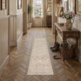 thumbnail image 3 of BERTHMEER 2'x6' Runner Rugs for Hallway Kitchen Bedroom Bathroom Entryway Entrance Oriental Floral Vintage Farmhouse Non Slip Machine Washable Traditional Distressed Rugs, Beige, 3 of 7