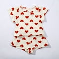 thumbnail image 2 of Wxolcjlv Toddler Baby Girl Outfits Short Sleeve Heart Pattern T Shirt Tops Elastic Shorts Set 2Pcs Trendy Casual Thin Air Conditioning Summer Sets,12 -18 Months, 2 of 7