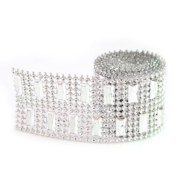 Bearachild 2 rollos de cinta de diamantes de imitación, pegatina de cristal DIY, accesorios de diamantes de imitación para fiesta de boda, manualidades de Artesanía Plata 91.44 cm Bearachild HA075511-02