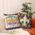 thumbnail image 2 of Mardi Gras Pillow Covers 18x18 Inch Set of 4 Fleur De Lis Throw Pillow Covers Masquerade Mask Bead Living Room Decorative Pillowcase Cushion Case for Sofa Couch, 2 of 6