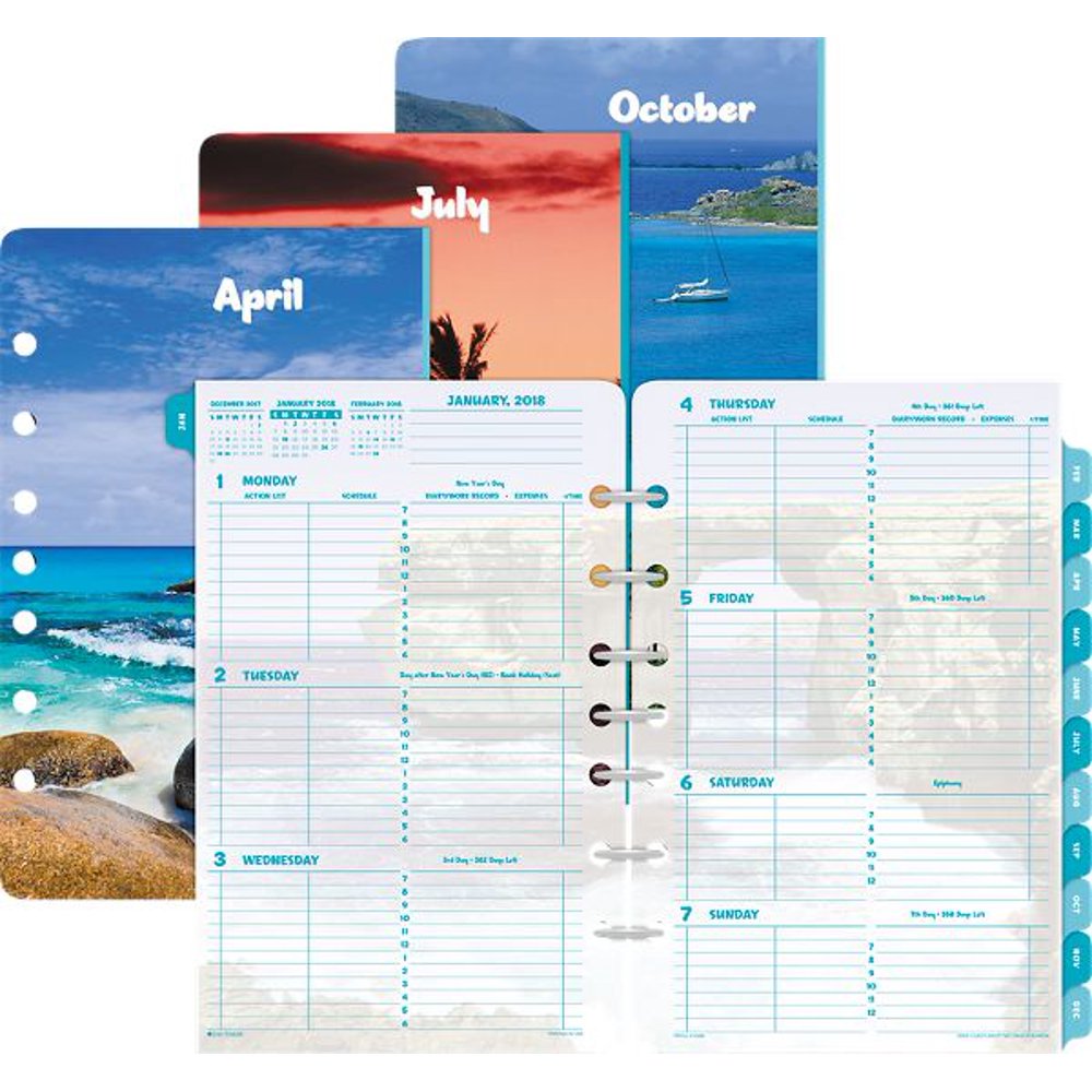 Day Timer Coastlines 2 Page Per Week Planner Refill Desk Size Loose 