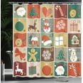 thumbnail image 4 of Ambesonne Christmas Shower Curtain, Gingerbread Man Reindeer, 69"Wx70"L, Multicolor, 4 of 5