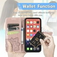 thumbnail image 6 of Wallet Case for iPhone 13 Pro Max,3D Butterfly Pattern PU Leather Case with Strong Magnetic Clasp and 3 Card Slots Holder Cover for iPhone 13 Pro Max (6.7) HZD Rhinestone Rose Gold, 6 of 18