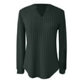 thumbnail image 4 of Womens Long Sleeve T Shirts Tops V Neck Soft Brushed Striped Casual Stretch Fit Basic Fall Clothes for Women Tees Blouses Green M, 4 of 5