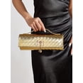 thumbnail image 2 of REMANLAND Woven Leather Rectangle Clutch Bag, Evening Handbag with Detachable Chain Strap for Wedding Party Prom, 2 of 6