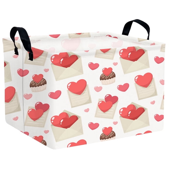 BOOHIT Valentines Day Basket Empty Heart Gifts Basket Kid Storage Bins Decor(Envelope Cake Love)
