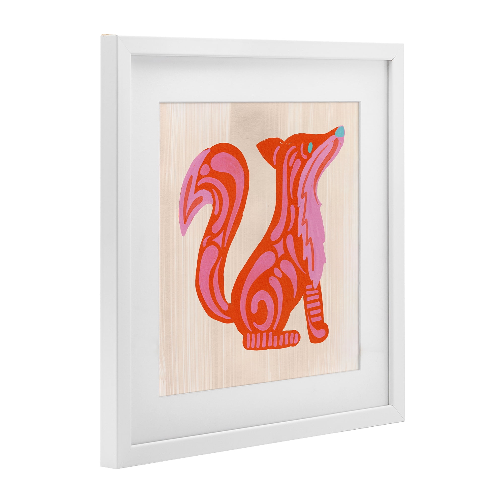 Stupell Industries Whimsical Folk Fox Vibrance White Framed Print Under Glass, design by The Paper Curator