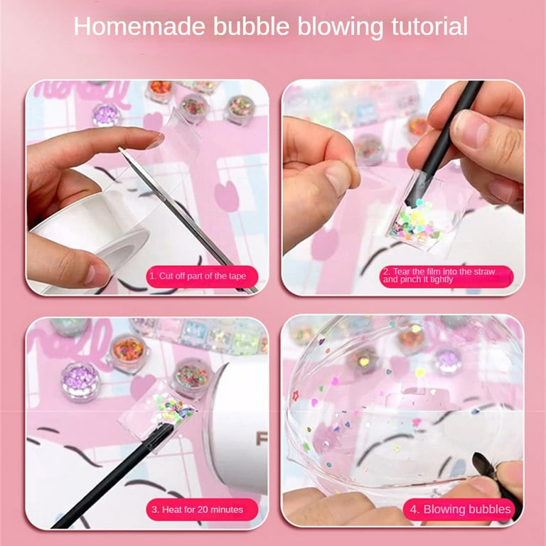 TRIANU Nano Bubbles Tape Kit with 5 Straw for Making Cute Nano Bubbles, DIY  Nano Bubbles Tape Balloon Kit for Kids, Girls, Boys