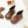 thumbnail image 2 of XXWXYD Baby Boots Girls Shoes Fashion Solid Color Short Boots Non Slip Breathable Boots Simple Casual Walking Shoes for Toddler/Little Kid/Big Kid(3-6 Months,Brown), 2 of 5
