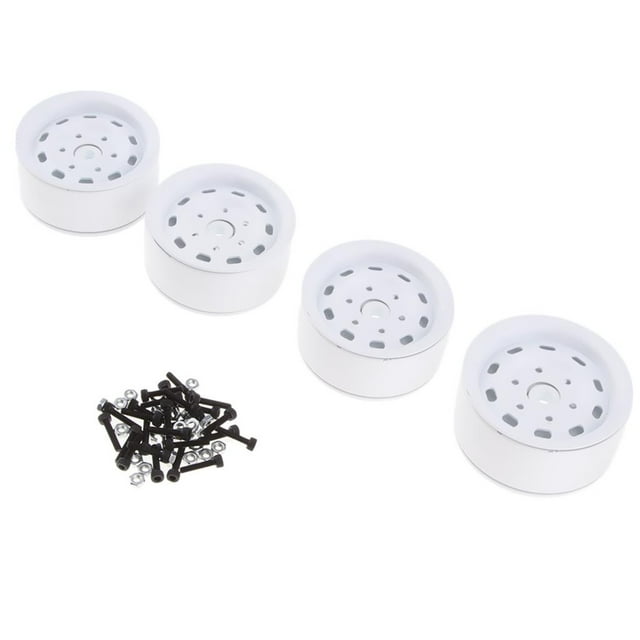 MERIGLARE White Circle Count 4 Wheel Rim RC Wheel Hub Tire and Wheel Rim Sets 1.9inch