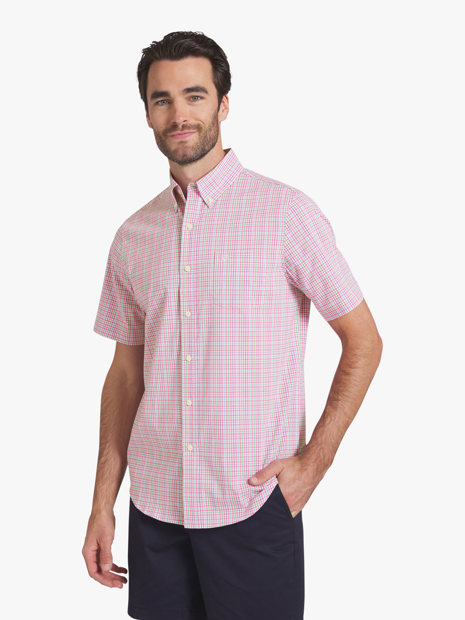 Chaps Men's & Big Men's Short Sleeve Easy Care Stretch Poplin Shirt, Sizes S-3XL