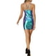 thumbnail image 3 of INSPIRE CHIC Vestido de fiesta mini brillante metálico para mujeres, tirantes espagueti, color azul púrpura, 3 of 6